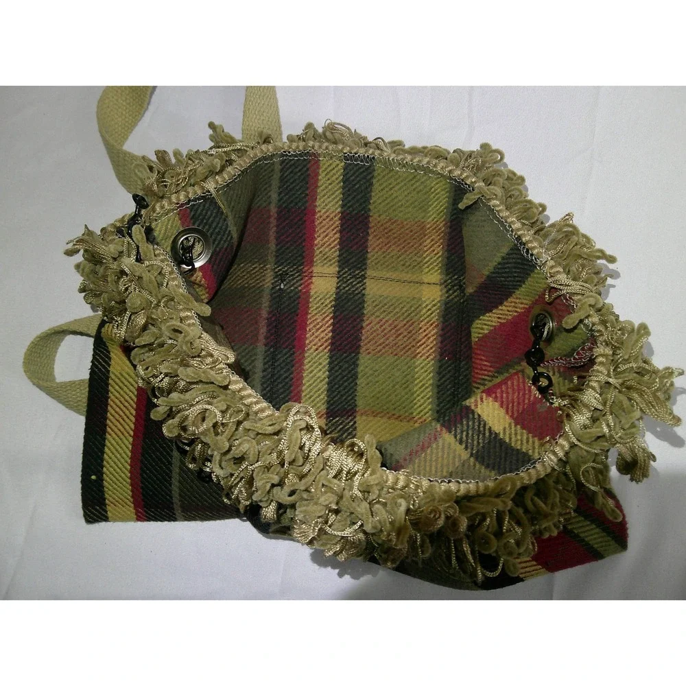 Handmade Unique‎ Tapestry Plaid Horse Jockey Equestrian Purse Shoulder Bag NWOT